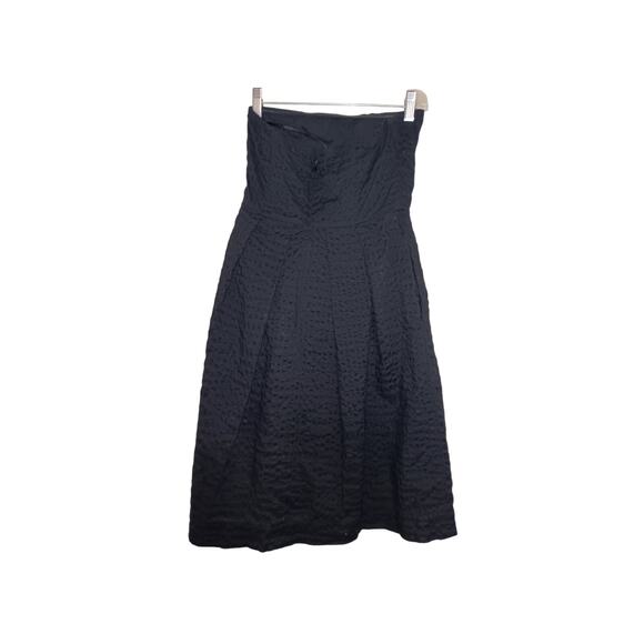 J. Crew Black Seersucker 100% Cotton Lottie Strapless Cocktail Dress 0 - Picture 3 of 4
